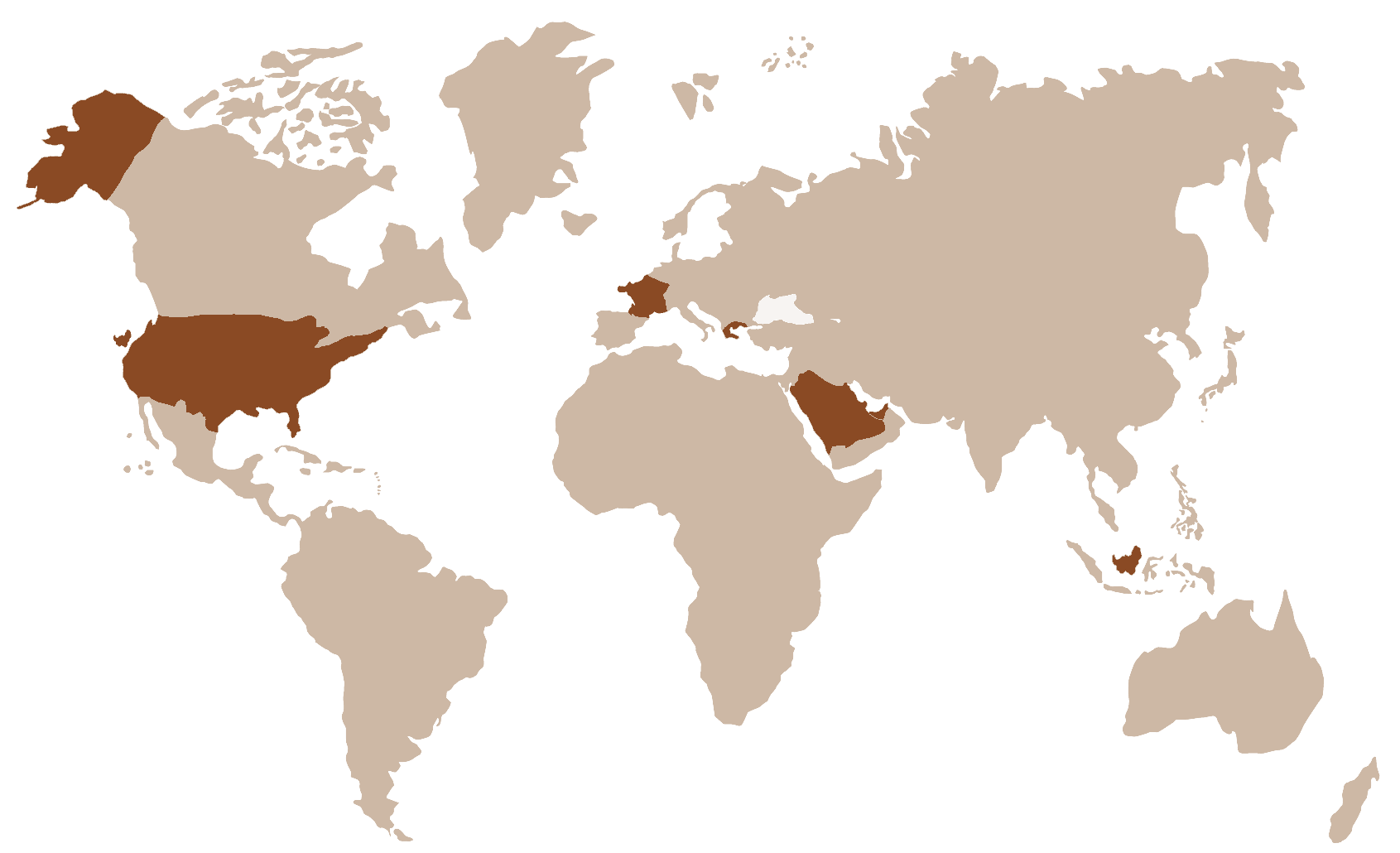 Map of countries where TC Chocolates is present
